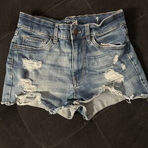 Refuge Women's Ripped Blue Jean Shorts